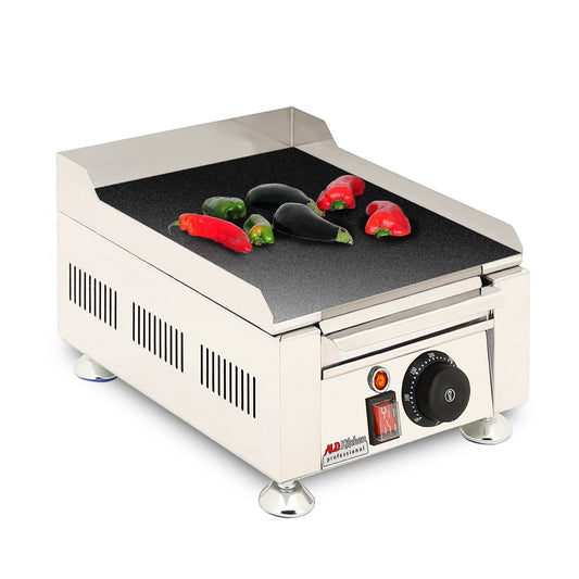 ALDKitchen Flat Top Griddle | Compact Teppanyaki Grill with Scapula | Manual Control | 110V (12.59" x 11.02" Non-stick)