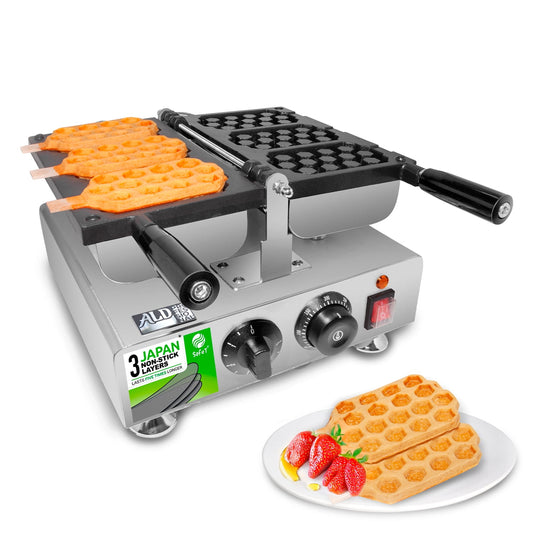 ALDKitchen Honeycomb Waffle Iron | 3 Waffles on a Stick | Stick Waffle Maker | 110V