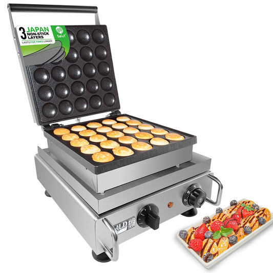 ALDKitchen Mini Dutch Pancake Maker | Electric Poffertjes Grill | 16 Mini Dutch Pancakes | 110V