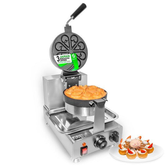 ALDKitchen Rotating Waffle Maker | Flower Petals Shape Waffles | Belgian Waffle Iron | Stainless Steel | 110V