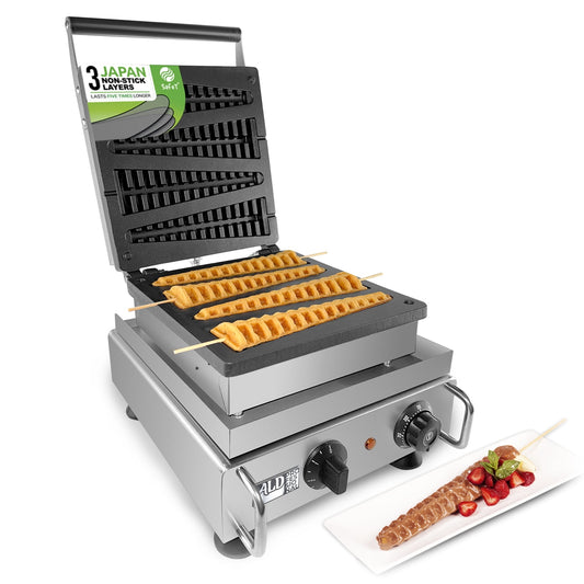 ALDKitchen Stick Waffle Maker | Professional Stainless Steel Waffle Stick Machine | 4 Big Waffle Sticks