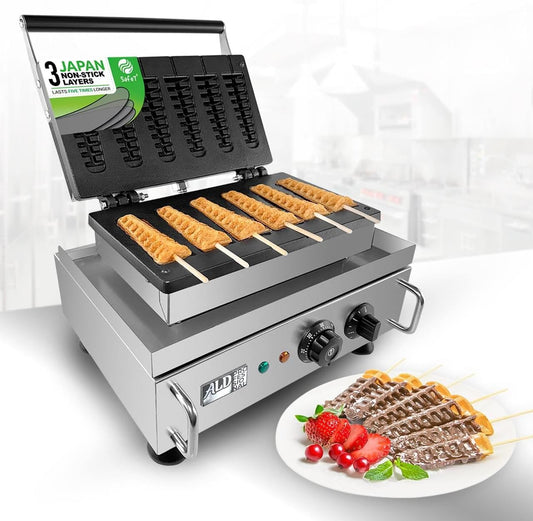 ALDKitchen Waffle Stick Maker | 110V |  Use | Nonstick Cover | Stainless Steel (6 Small Waffles)