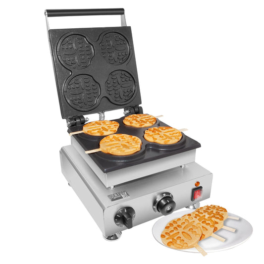 ALDKitchen Waffle Stick Maker | 4 Round-Shaped Waffles | Waffles on a Stick Iron | Stainless Steel | 110V