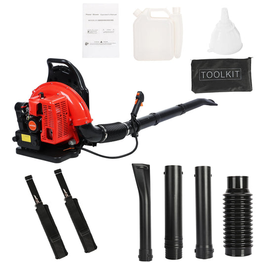 AQMD 63CC 3HP Gas Powered Leaf Blower, 2 Stroke Backpack Leaf Blower, Grass Lawn Blower Air Cooling Gas Backpack Grass Blower Snow Blower for Outdoor Lawn Care Yard Dust Debris (Red)