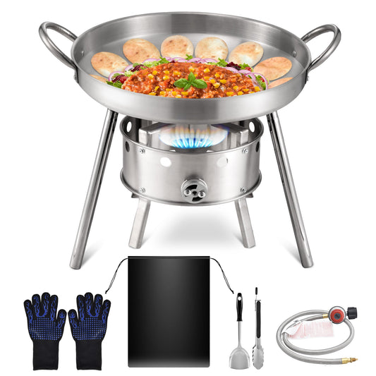 ARC USA Outdoor Griddle 1-Burner 20" Comal with Propane Burner and Accessories
