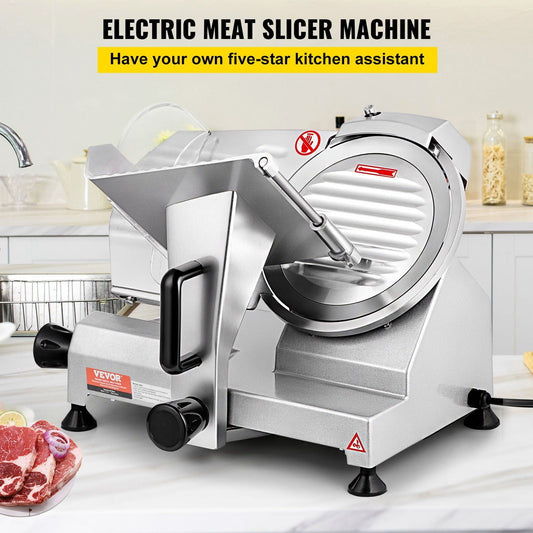 Adjustable Thickness Electric Meat Slicer, 200W Commercial Deli Slicer with 8" Carbon Steel Blade, 350-400 RPM for Restaurant, Deli & Home Use