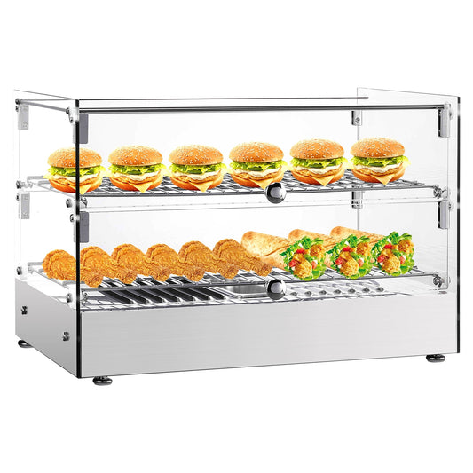 Adoolla 22" Commercial Food Warmer, Countertop Heat Holding Cabinet Display Case with Front & Rear Doors