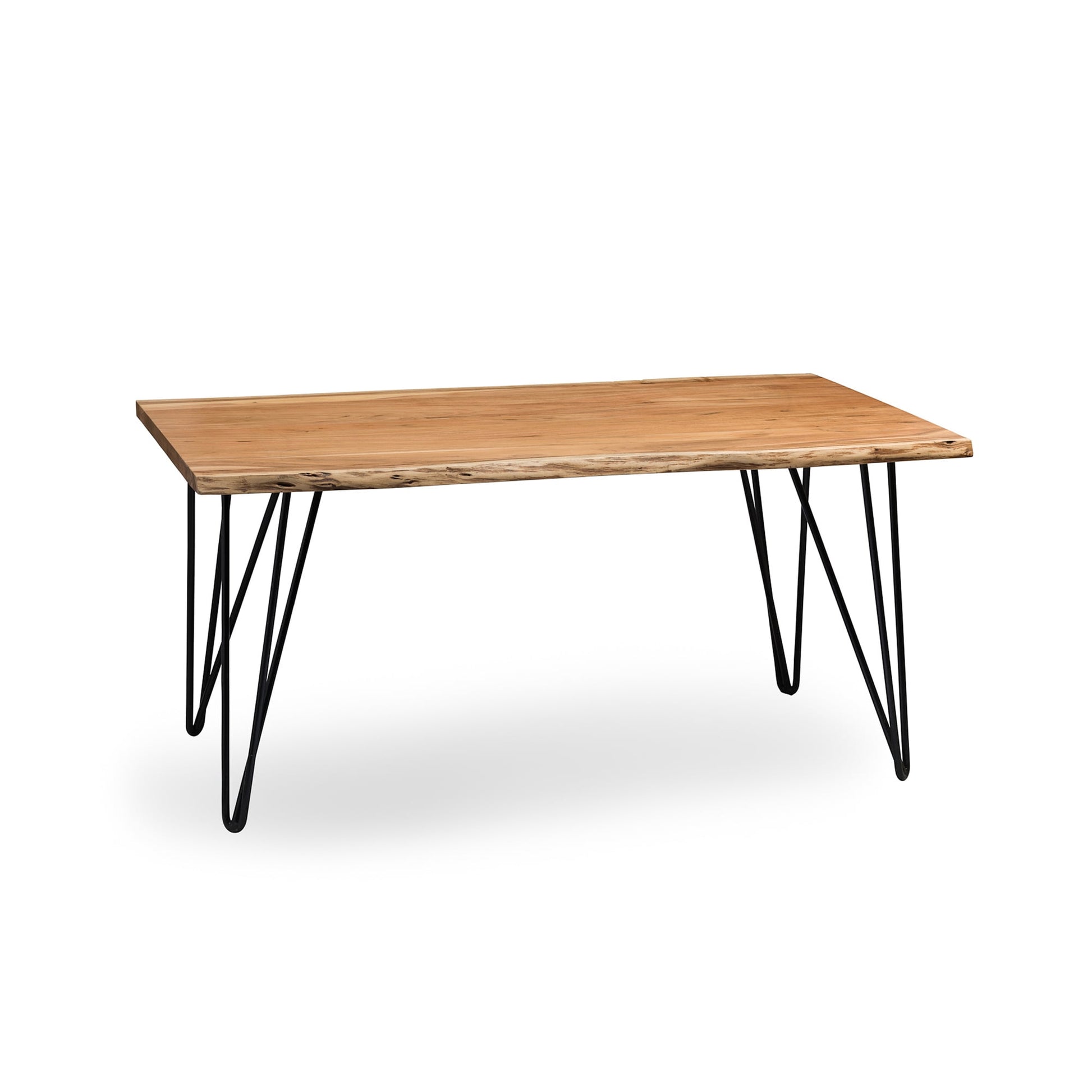 Alaterre Furniture Natural Live Edge 42" Coffee Table, Solid Acacia Wood with Metal Hairpin Legs, Natural