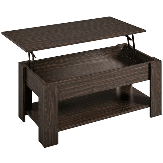 Alden Design Modern Wood Lift Top Coffee Table with Hidden Compartment and Lower Shelf, Espresso