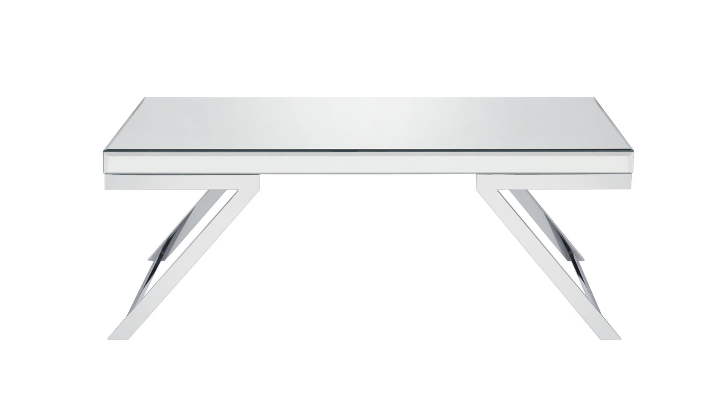 Alfresco Mirrored Glass and Chrome Metal Cocktail Table