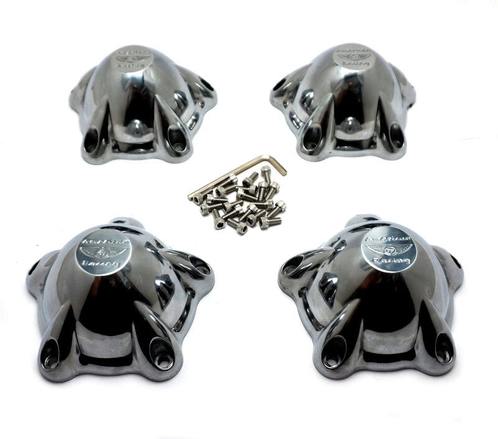 American Racing 4pc Chrome Hollowpoint Die Cast Wheel Center Hub Cap 5 Lug