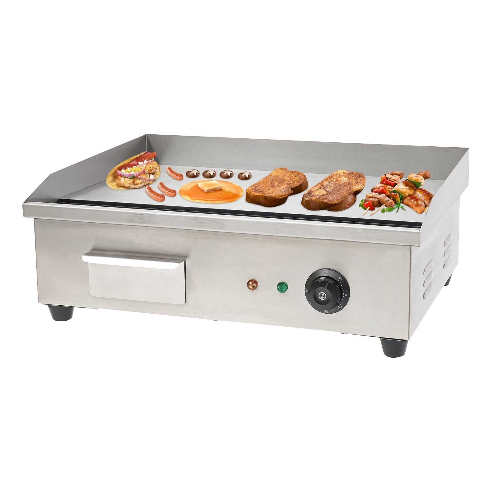 Anqidi 3000W Commercial Electric Teppanyaki Scoop Machine Countertop Griddle Grill Kitchen Stainless Steel Non-Stick Flat Top BBQ Grill Temperture Adjustable 110V