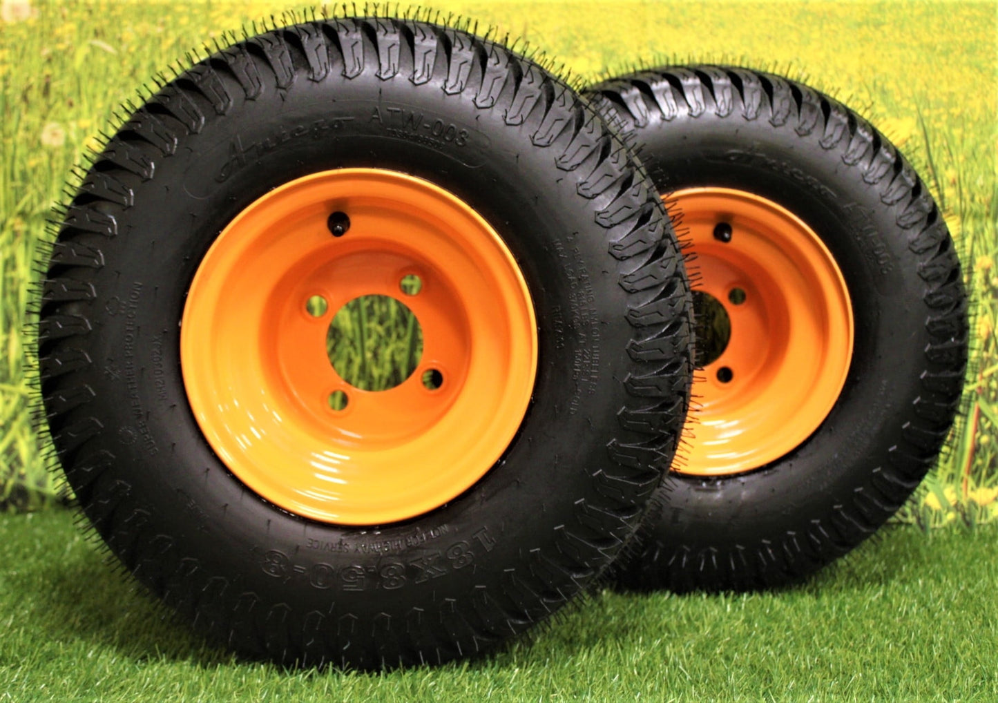 Antego (Set of 2) 18x8.50-8 Scag Tires and Wheels for SWZT Walk-Behind