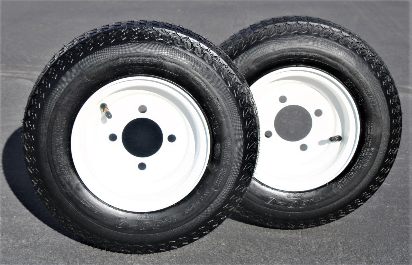 Antego Tire and Wheel 2-Pack Antego Trailer Tire on Rim 480-8 4.80-8 Load C 4 Lug White Wheel