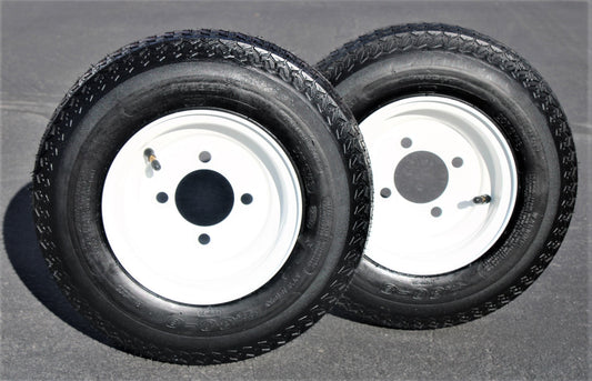 Antego Tire and Wheel 2-Pack Antego Trailer Tire on Rim 480-8 4.80-8 Load C 4 Lug White Wheel