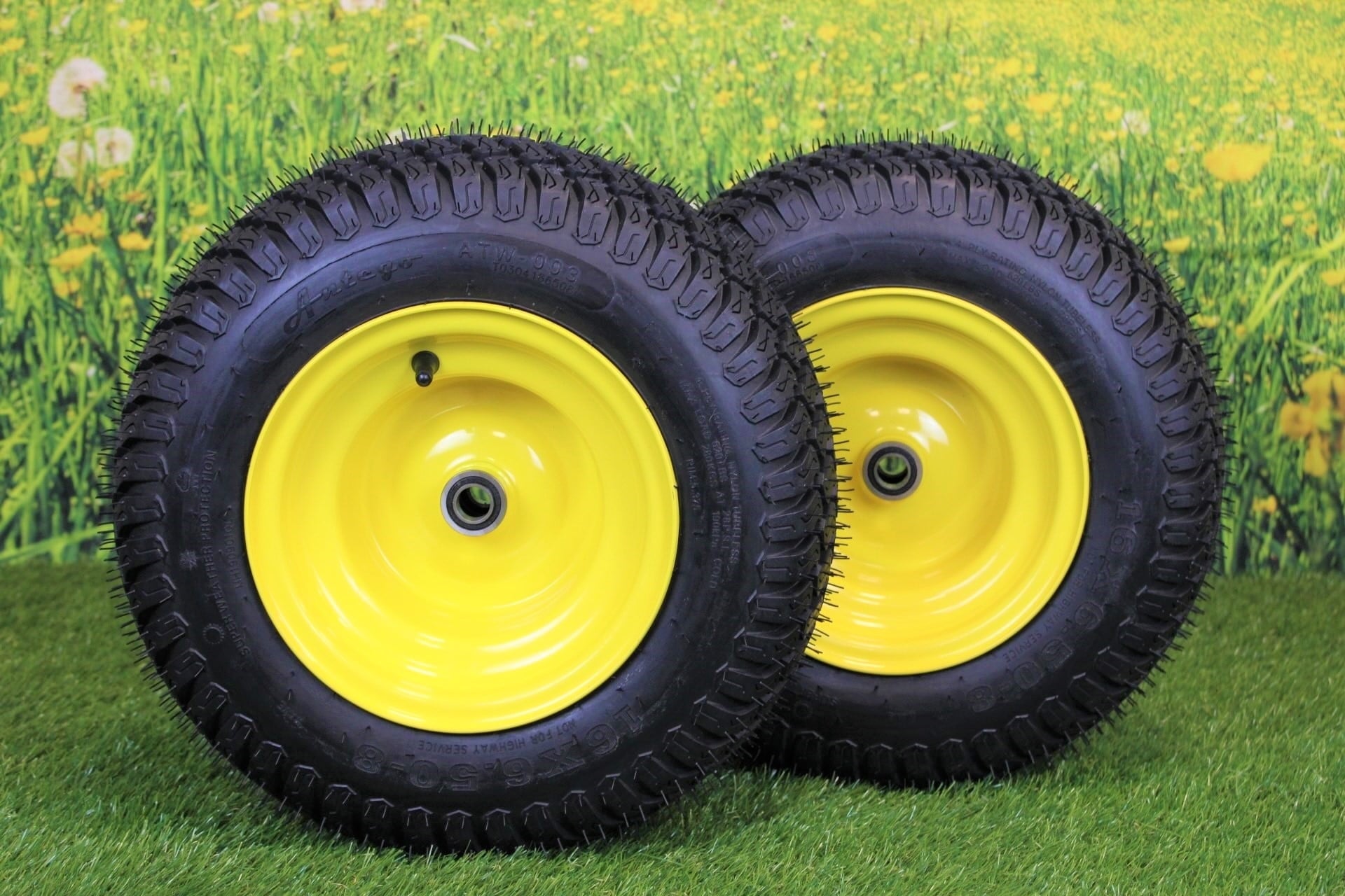 Antego Tire and Wheel (Set of 2) 16x6.50-8 Turf Tire & Wheel Assembly .75 Precision Ball Bearing - ATW-003