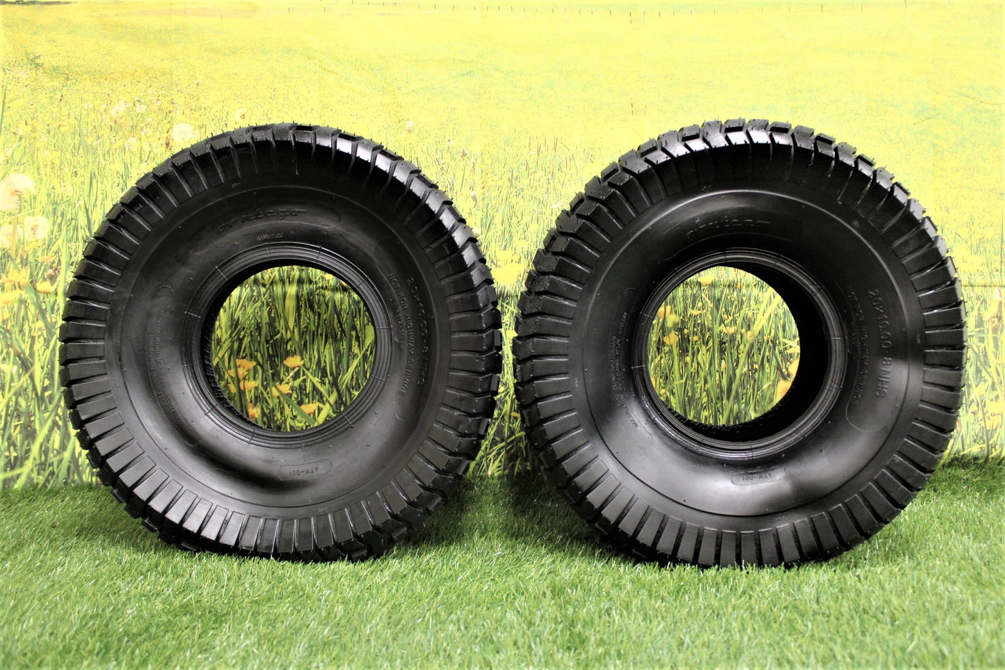 Antego Tire and Wheel (Set of 2) 20x10.00-8 Turf Tires for Lawn and Garden Mower
