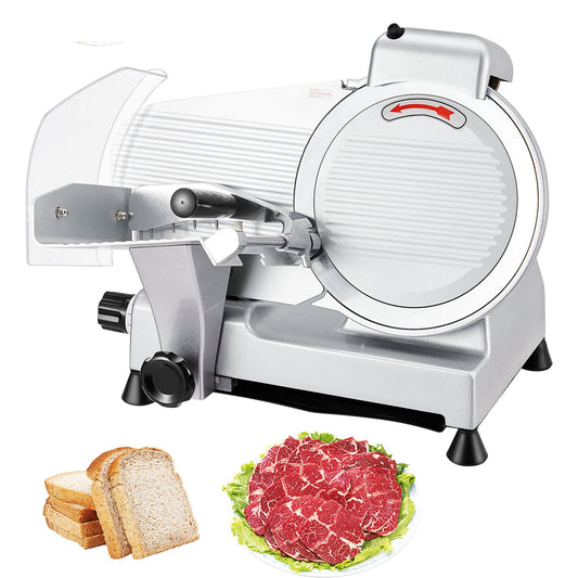 Aoile 10" Commercial Meat Slicer, 240W Semi-Auto Electric Deli Food Slicer with Adjustable Thickness, Cuts Meat, Veggie, Bread and Cheese