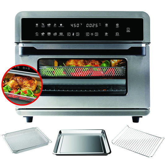 Aria 30Qt Touchscreen Air Fryer Toaster Oven with 3 Cooking Levels, Accessories, & Cookbook