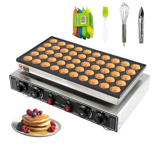 Ataucjin 50PCS Mini Pancakes Maker Machine, Mini Dutch Pancake Maker, Commercial Electric Nonstick Waffle Maker Machine for Home and Restaurants, 110V, 1800W