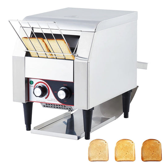 Ataucjin Commercial Conveyor Toaster 300 Slices/Hour, 1700W Heavy Duty Stainless Steel Electric Oven with Dual Heating Tubes for Restaurant Bagels and Croissants