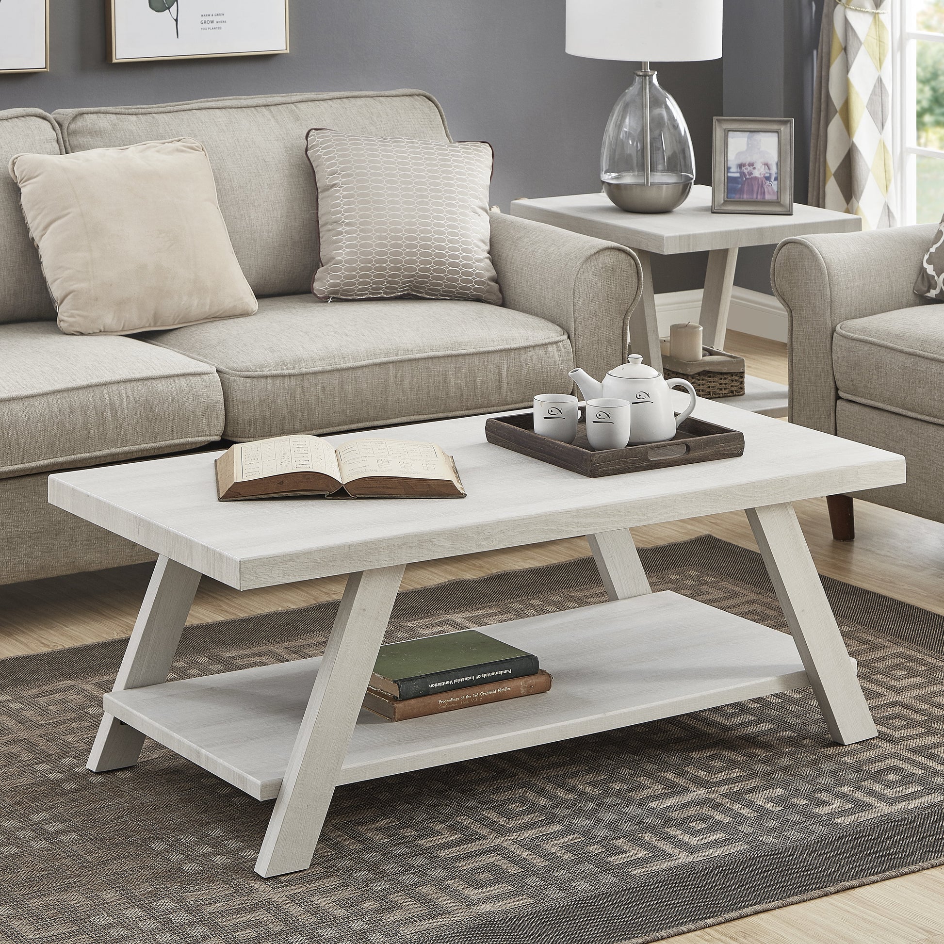 Athens Contemporary Wood Shelf Coffee Table