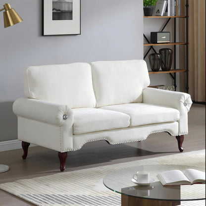 Aukfa 2 Piece Sofa Set - 80" Rolled Arm 3 Seat Sofa Couch for Living Room Bedroom, Linen, Gray