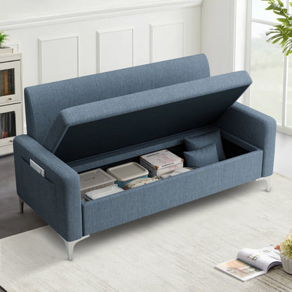 Aukfa Loveseat Sofa Couch with Storage Underneath, Small Couch for Bedroom, Living Room, Dorm, Gary