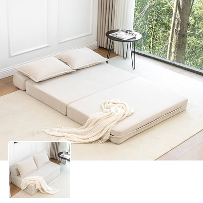 Aukfa Full Size Folding Sofa Bed, Loveseat Sleeper, Corduroy Convertible Floor Couch Mattress for Living Room, Dorm, Guest Room, Black