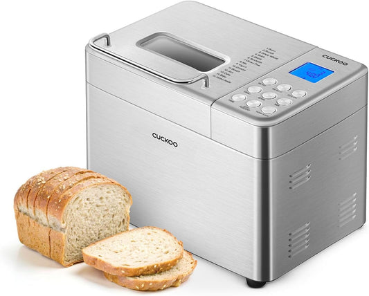 **Automatic Nut & Fruit Bread Maker with 15 Presets, 3 Crust Colors, 6 Accessories – 2 lb Capacity for Sourdough & Homemade Loaves**