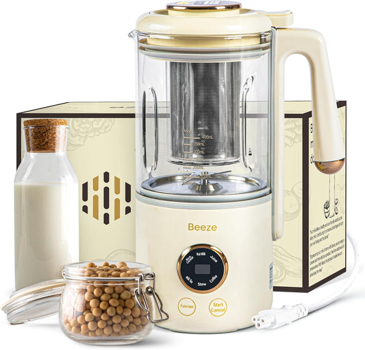 Automatic Nut Milk Maker - 14oz Nut Milk Maker Machine - Almond Milk Maker - Milk Tea, Soy, Oat, Almond, Cashew, Coconut Milk, Glass Blender, Built In Strainer, Smart Touch, 12-Hour Delay Timer