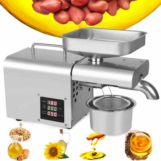 Automatic Oil Press Oil Pumping Machine Expeller 304 Stainless Steel Squeezer Commercial Automatic Oil Press Machine Power Oil Expeller Stainless Steel 610W Automatic Oil Press Machine