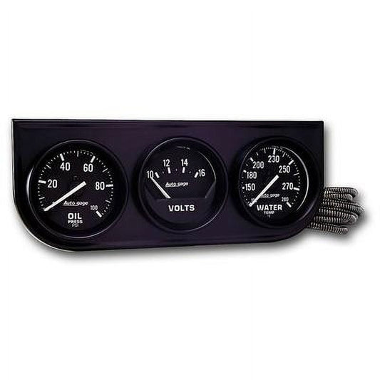 Autometer 2397, 2In Black Mech Gauge Pnl 3-Gauge Oil/Volt/Water Performance