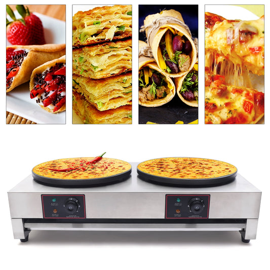 Autrinix Electric Crepe Griddle with Adjustable Heat, Non-Stick Coating, 2 Cooking Plates, Perfect for Pancakes, Steaks, Dumplings, & Breakfast Foods