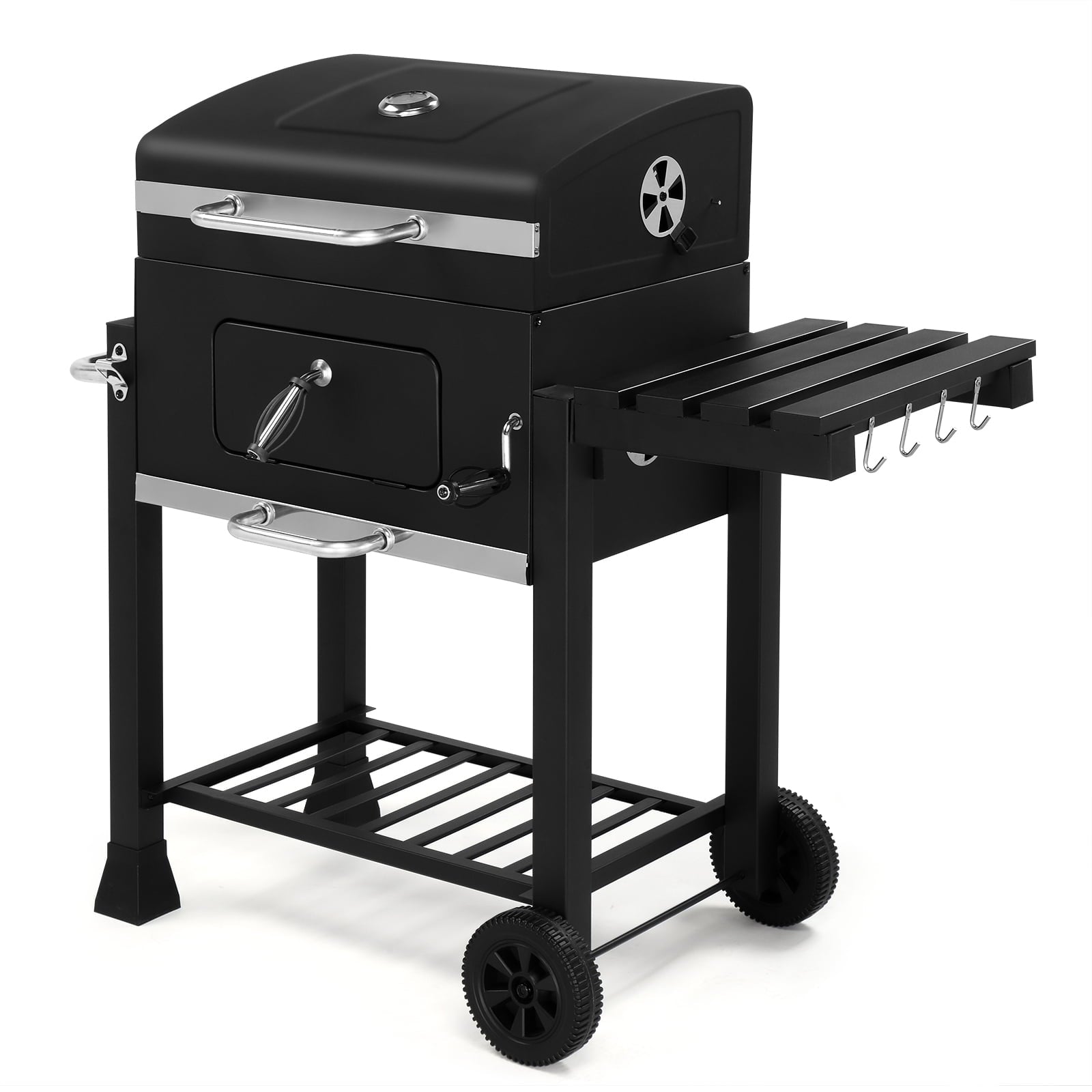 Zintown BBQ Charcoal Grill Outdoor Barbecue Pit Smoker with Double Grill,Liftable Charcoal Tray