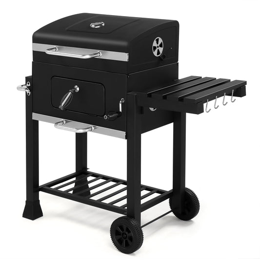 Zintown BBQ Charcoal Grill Outdoor Barbecue Pit Smoker with Double Grill,Liftable Charcoal Tray