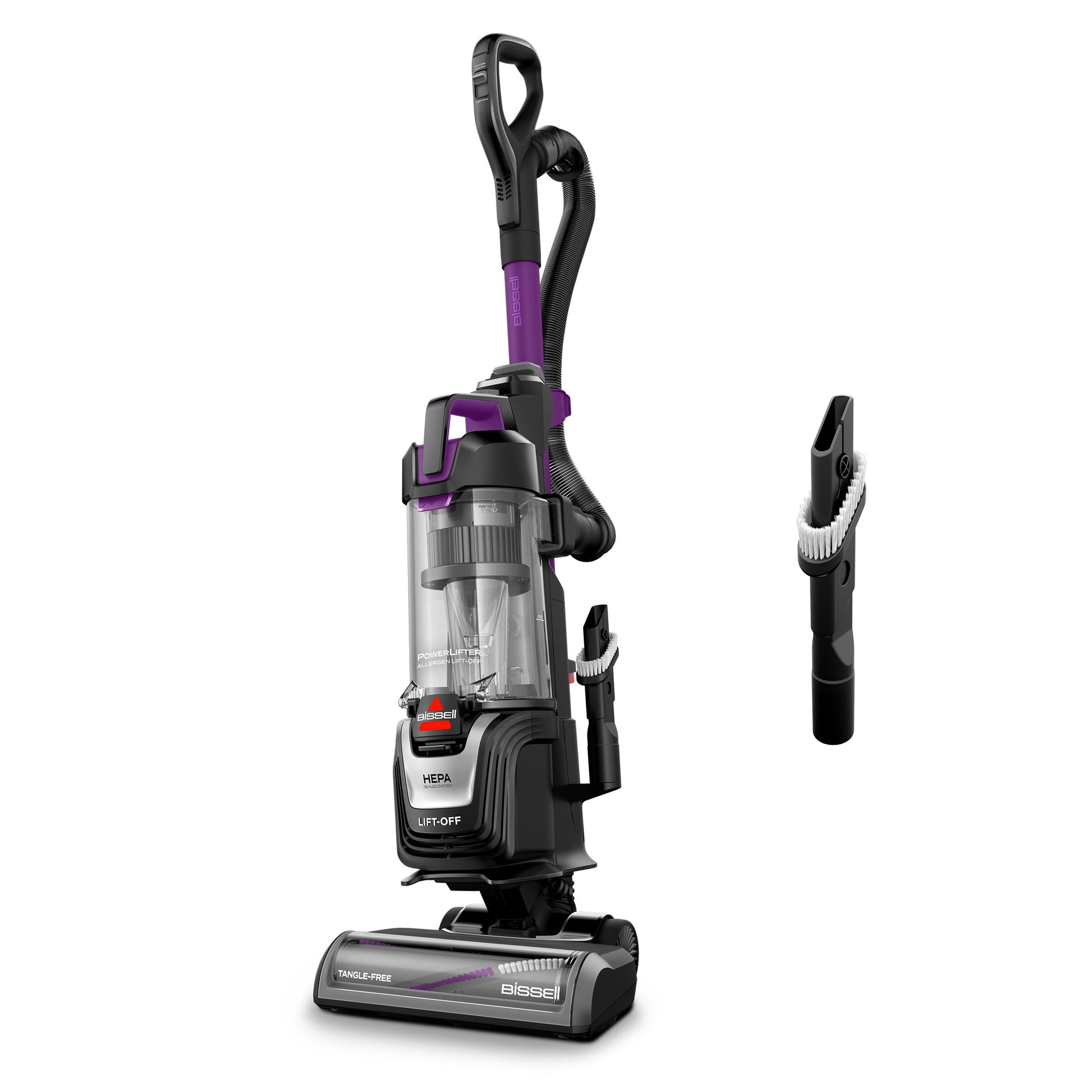 BISSELL PowerLifter Allregen Lift-Off Upright Vacuum with Powerful Suction, HEPA, Tangle-Free Brush Roll, Black & Purple, 4082W