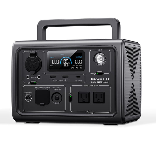 BLUETTI EB3A Portable Generator,600W Solar Generator, 268Wh LiFePO4 Power Station for Camping, Home Use, Emergency