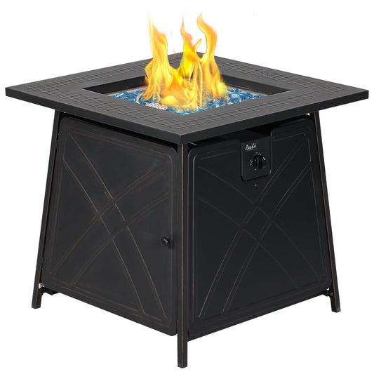 Bali Outdoors 28" Gas Fire Pit Table with Blue Glass Stones