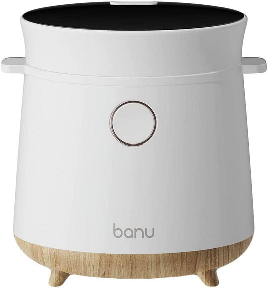 Banu Mini Low Carb Rice Cooker Japanese Low Carb Rice Cooker 3 Cups (white rice), 1 Cup (Low carb rice) Uncooked with Stainless Steel Steamer, Rice Maker Low Sugar Rice Function