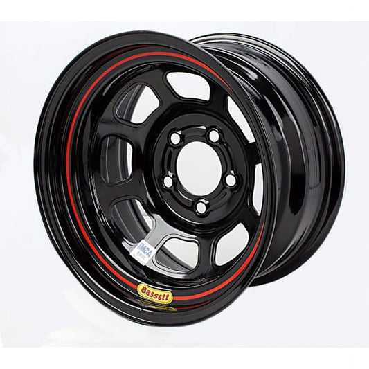 Bassett 15 x 8 Black No-Bead 5 on 4.75 D-Hole IMCA Wheel, 3 Offset