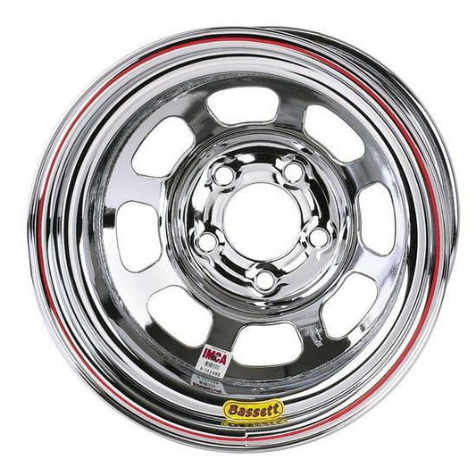 Bassett 15 x 8 IMCA Racing Chrome Wheel D-Hole 5 on 4.75, 4 Offset