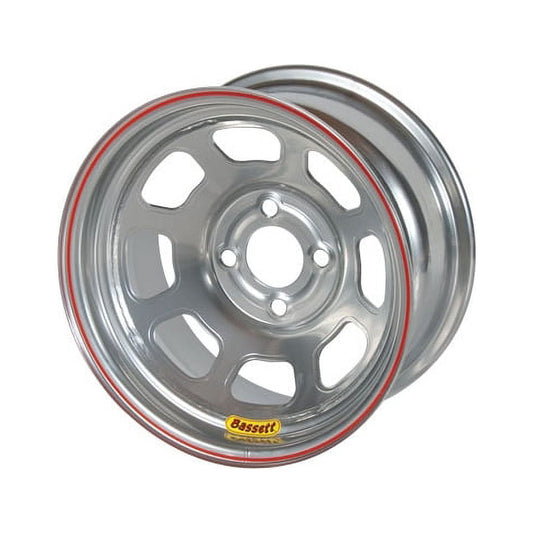 Bassett 57RH3S 15X7 DOT D-Hole 4x100 mm 3 In Bckspc Silver Wheel