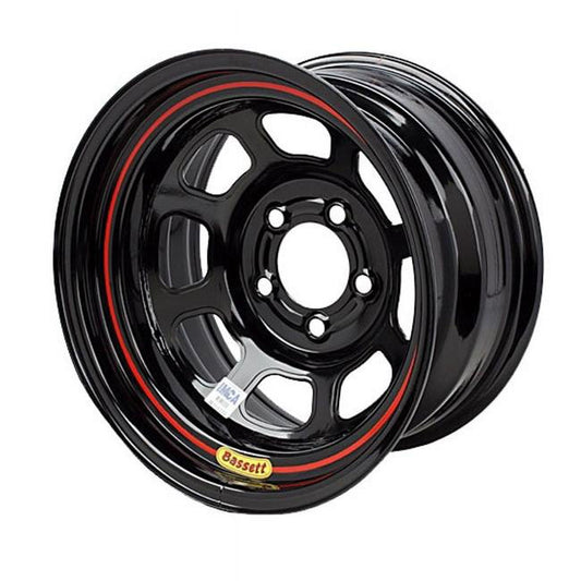 Bassett 57RN3 15 x 7 in. Racing Wheels DOT D-Hole Wheel, 3.000 in. Backspace, 5 x 100 mm Bolt Pattern - Steel