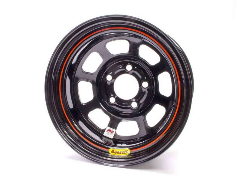 Bassett 58D52I IMCA D-Hole Wheel - 15 x 8 in. - 5 x 5 in. - Black - 2 in. Back Spacing - 19 lbs