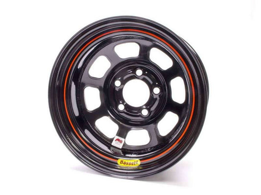 Bassett 58D52I IMCA D-Hole Wheel - 15 x 8 in. - 5 x 5 in. - Black - 2 in. Back Spacing - 19 lbs