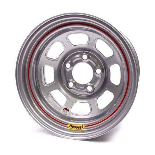 Bassett 58D52IS 15 x 8 in. Steel Silver Powder Coat D-Hole Wheel - 2 in. Backspace, 5 x 5 in. Bolt Pattern