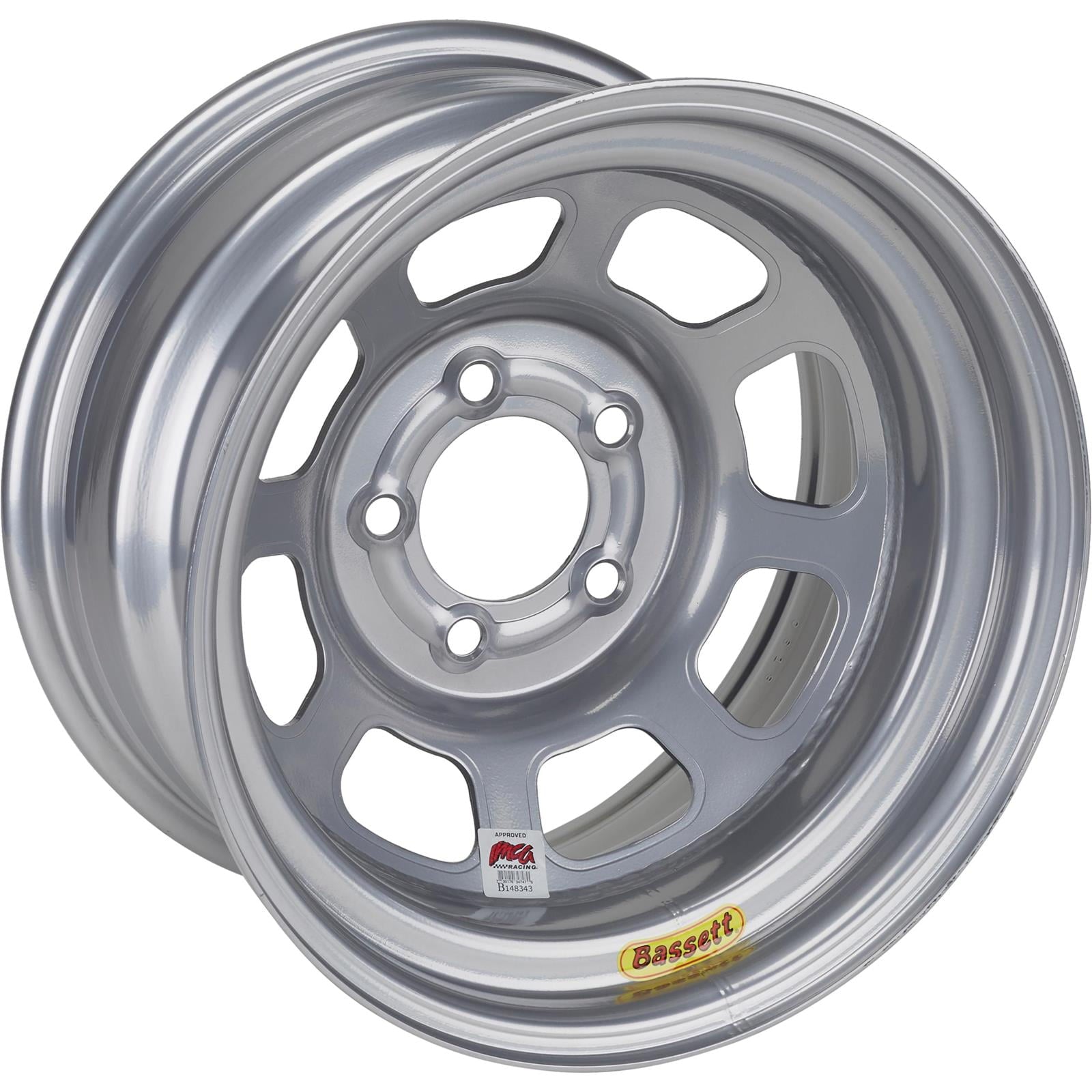 Bassett 958IC1 15X8 Excel D-Hole 5on4.75 1 Backspace IMCA Silver Wheel