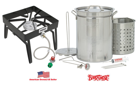 Bayou Classic 9195 Stainless-Steel Outdoor 32-Quart Turkey Fryer Kit