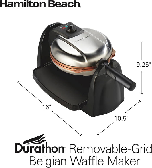 Belgian Waffle Maker with Removable Nonstick Plates, Easy Flip, Ceramic Grids, Black